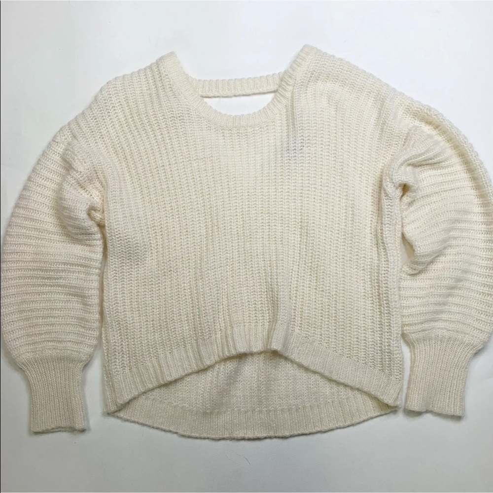 Heartloom Cutout Sweater Ivory High Low Hem M